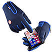 S. Сині універсальні, спортивні, зимові рукавички з сенсором для телефону. Чорні жіночі жіночі чоловічі рукавички., фото 4