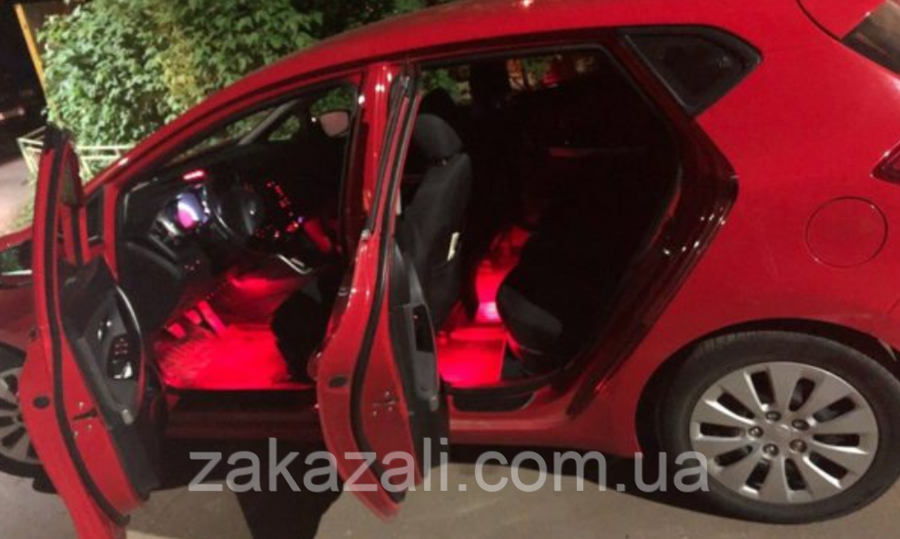 Світлодіодна RGB стрічка для підсвічування салону автомобіля з пультом ДК 4 шт. по 18 льод ELITE LUX EL-1228