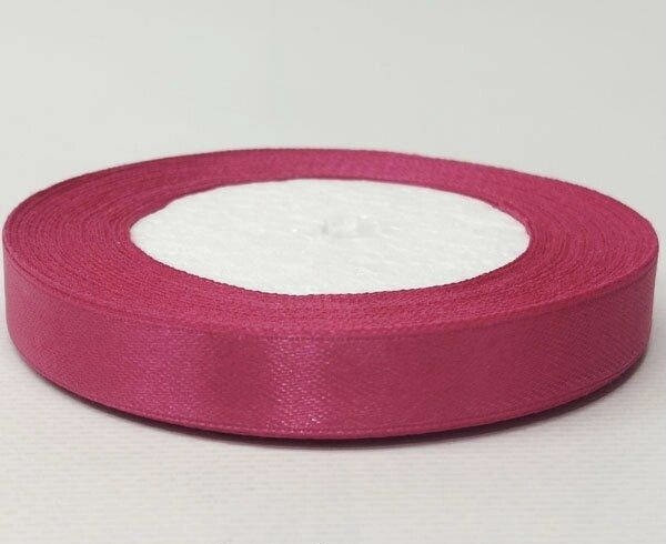 Стрічка атласна 1.2 см (бабіна). Колір — малиновий., фото 1
