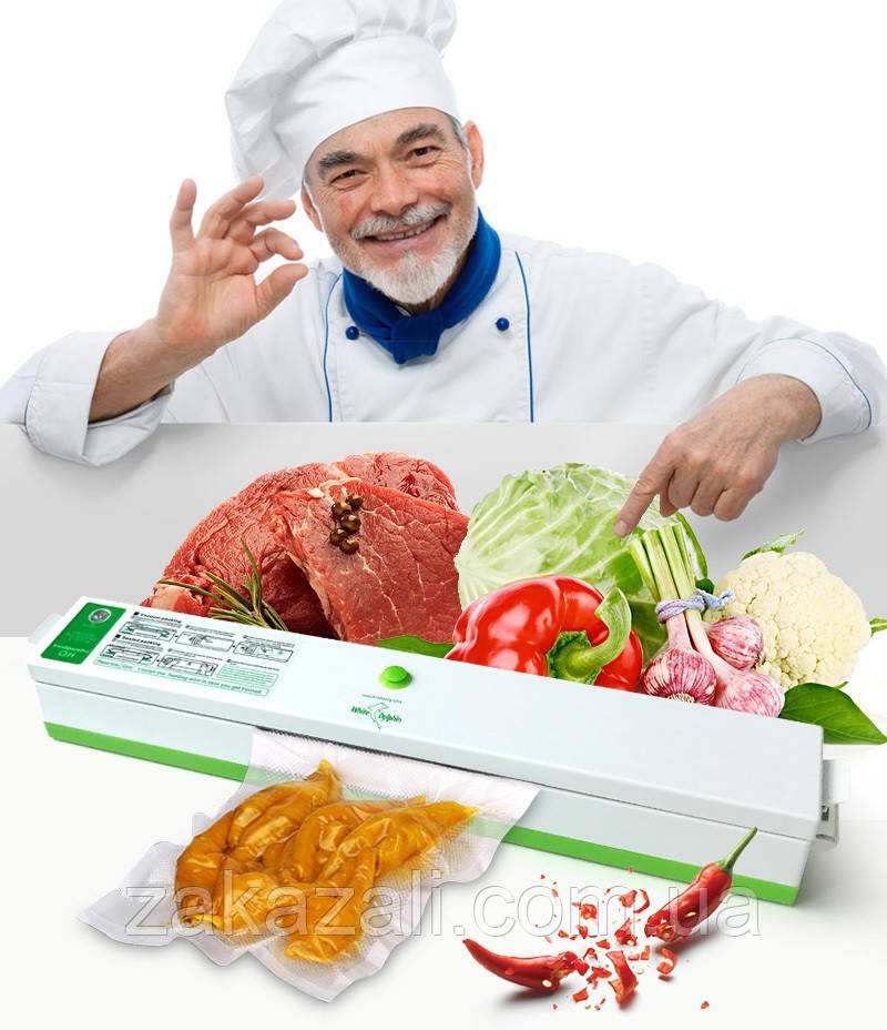 Прилад для вакуумної упаковки продуктів, Freshpack Pro вакууматор HQ-1, для тривалого зберігання + пакети