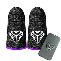 Игровые напальчники Diamond с металлическим кейсом для игры на телефоне смартфоне с фиолетовым манжетом