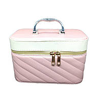 Органайзер косметичка пудровий 21х13х14 см, б'юті-кейс для косметики, декоративна скринька валізка