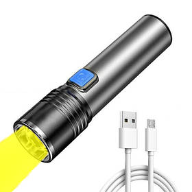 Ліхтар ручний з жовтим світлом X-Balog BL- K31Y універсальний із зарядкою TypeC, з фокусуванням