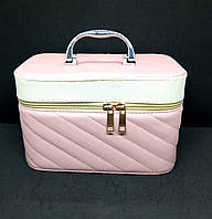 Кейс для косметики рожева 21х13х14, б'юті-чемоданчик дорожній, тверда косметичка з дзеркалом жіноча