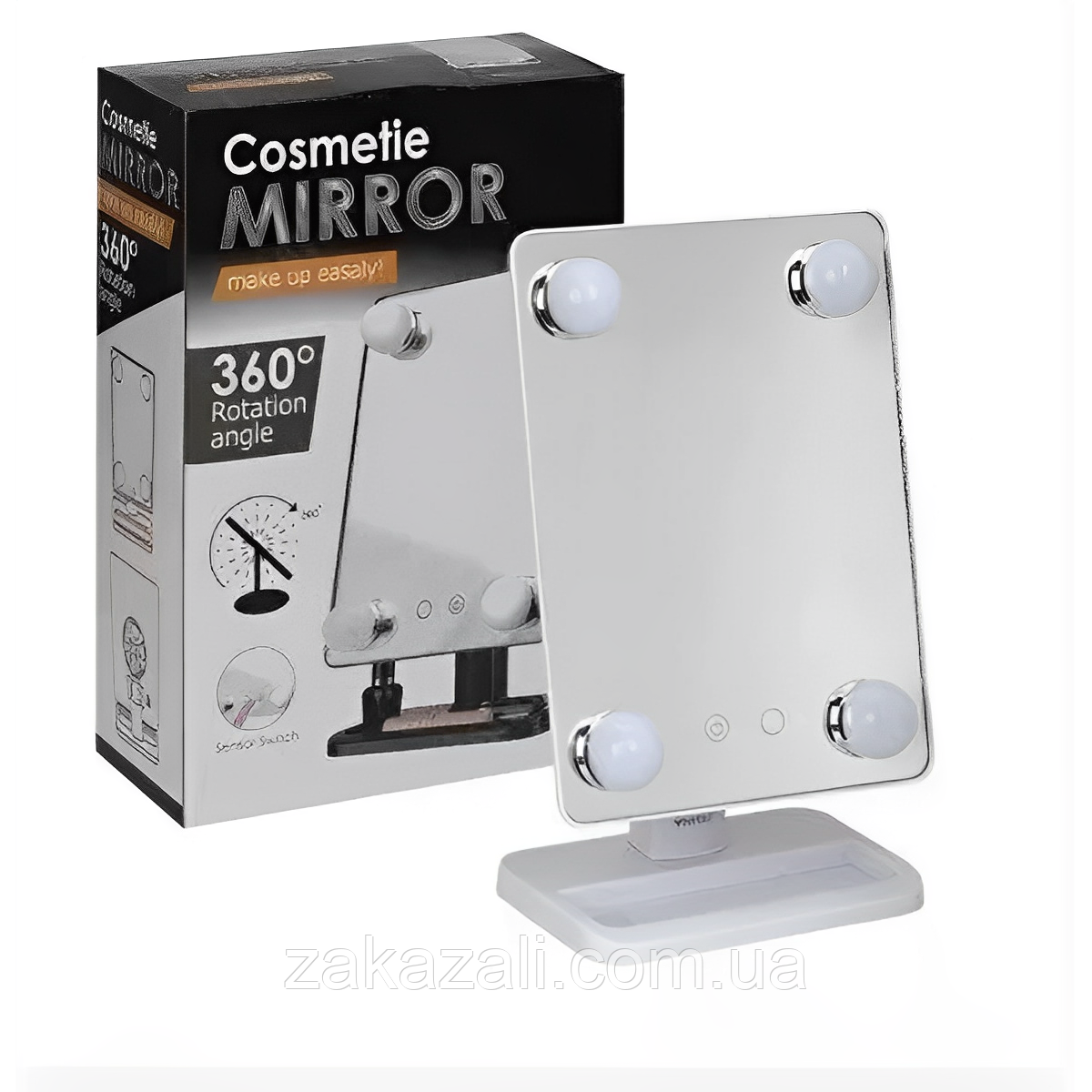 Компактне дзеркало з підсвіткою для макіяжу MCH Cosmetie Mirror 360 Rotation Angel з LED-підсвіткою для дому, фото 1