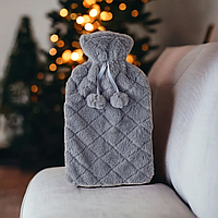 Гумова грілка у пухнастому чохлі 33 х 19 см Подарунок на Новий рік