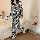 Жіноча піжама "Зебра" – шовковий брючний комплект для сну, фото 2