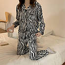 Жіноча піжама "Зебра" – шовковий брючний комплект для сну, фото 3