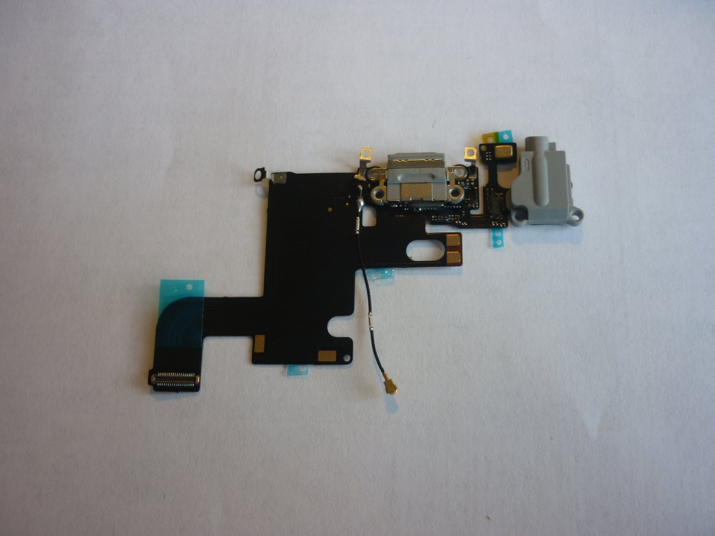 Шлейф для iPhone 6, з роз'ємом зарядки, з коннектором навушників з мікрофоном, темно-сірий