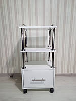 Візок косметологічний 300x400x810 мм з ящиком та ручками білий