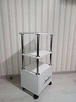 Візок косметологічний 300x400x810 мм 3 полички ящиком, Білий