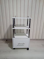 Візок косметологічний 300x400x765 мм з ящиком та ручками білий