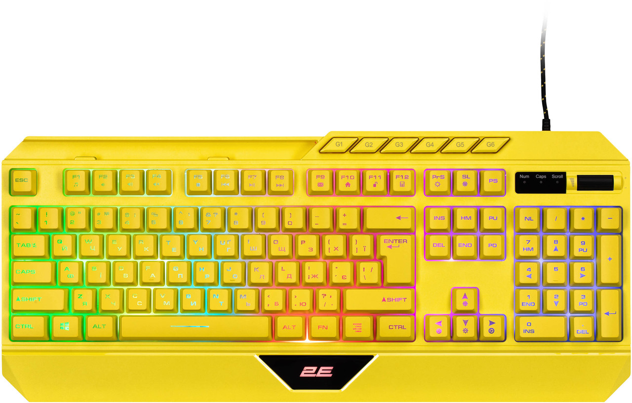 Клавіатура 2E Gaming KG315 RGB USB Yellow Ukr (2E-KG315UYW), фото 1