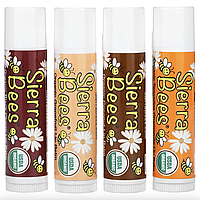 Набір органічних бальзамів для губ, Sierra Bees, 4 штуки по 4,25 г (0,15 унції) Асорті