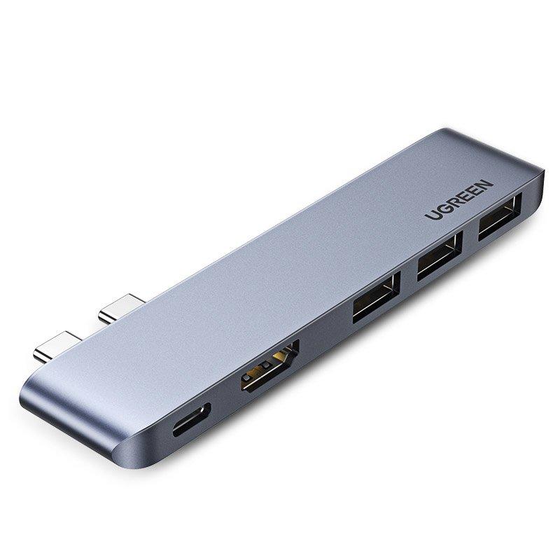 USB-хаб Ugreen 2x USB-C/USB-C PD/HDMI 4K 30 Гц/3x USB 3.0 для MacBook Pro/Air Gray (CM251)