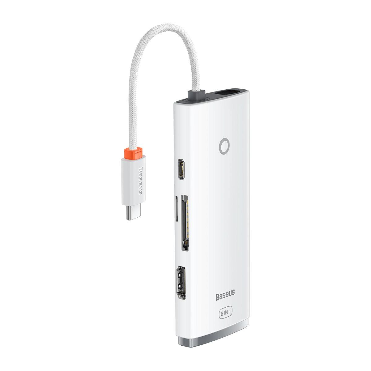 USB-хаб Baseus Lite 2 х USB 3.0 / USB Type C PD / HDMI 1.4 / SD/TF White (WKQX050102)