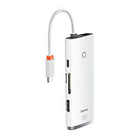 USB-хаб Baseus Lite 2 х USB 3.0 / USB Type C PD / HDMI 1.4 / SD/TF White (WKQX050102)
