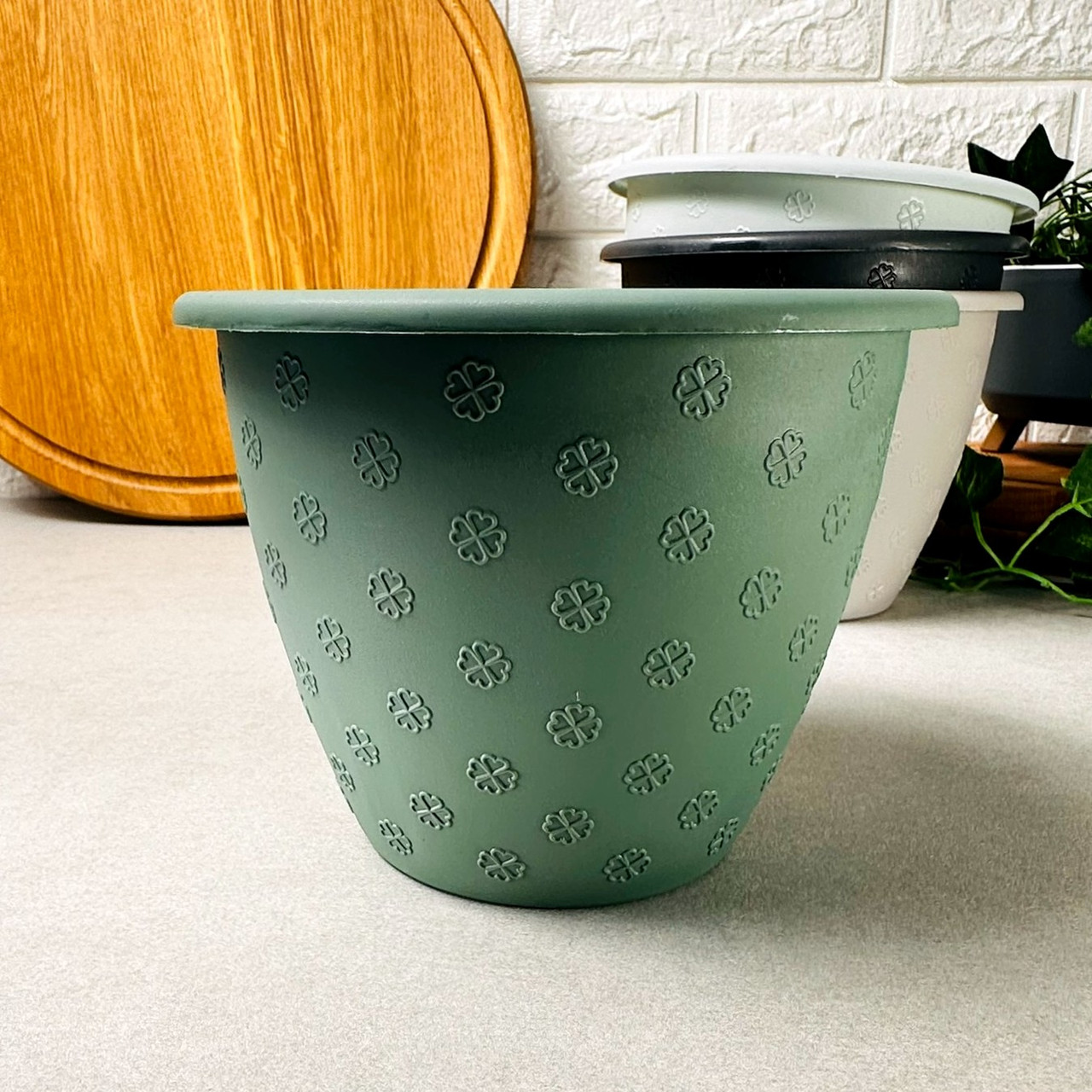 Маленький горщик квітковий 0.7л 13*10 см Зелений, квітковий вазон Верона Алеана