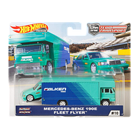 Машинка Premium Hot Wheels Mercedes-Benz 190E и Транспортер Fleet Flyer Team Transport 1:64 FYT08 Green 2шт