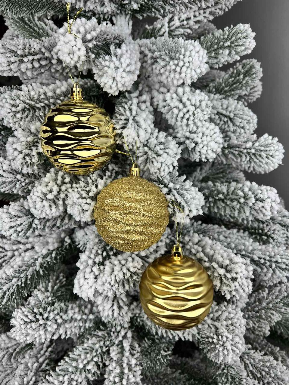 Набір новорічних кульок Хвиля 3в1 8см різні кольори, фото 1