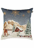 Подушка Новорічна з наповнювачем 45х45 см, гобеленова
