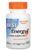 Doctor's Best, Energy+ NADH, коэнзим Q10 и витамин B12, для поддержания энергии, 60 капсул