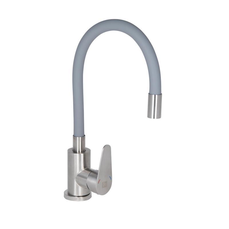 Смеситель для кухни Lidz Vida 015F3 с гибким изливом (k35) LDVID015F3GRE43356 Grey, фото 1