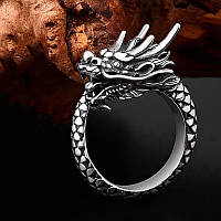 Кольцо дракон с серебристыми усами колечко с драконом Добро и Зло, Жизнь и Смерть р регулируемый