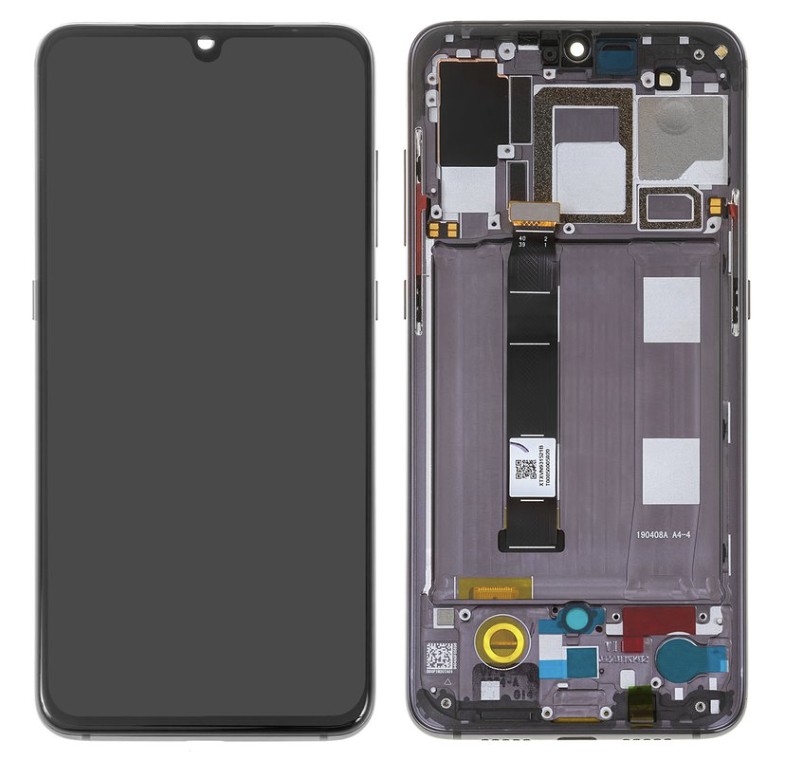 Дисплей (екран) для Xiaomi Mi 9 + тачскрин, чорний, Amoled, оригінал (54) з передньою панеллю, Piano Black