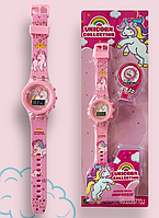 Дитячий наручний годинник для дівчинки з підсвіткою Unicorn Collection (єдиноріг) рожевий UNI256-01
