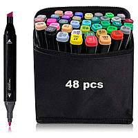 Набір скетч маркери 48 кольорів для малювання й дизайну двосторонніх маркерів на спиртовій основі