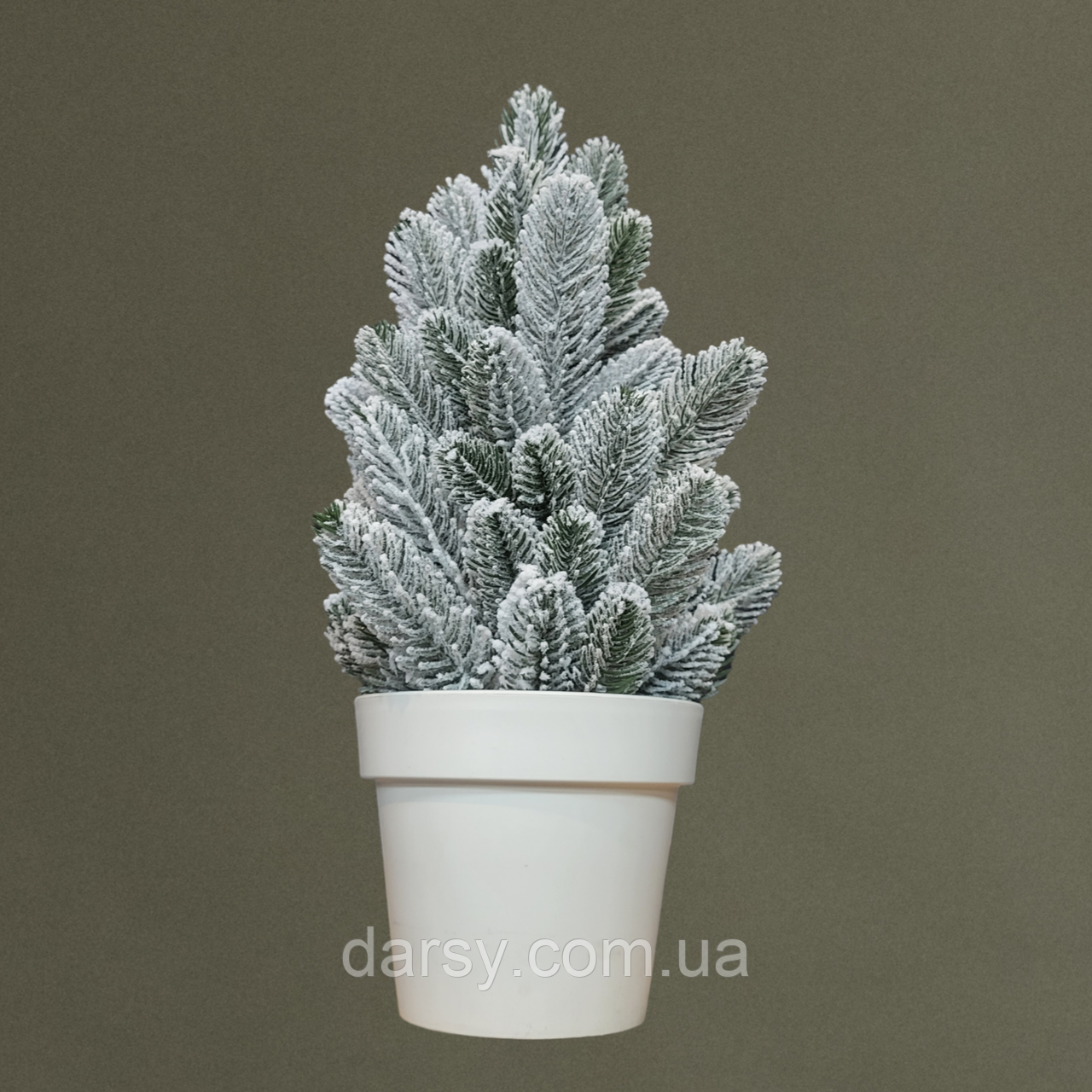 Ялинка лита 40 см в горщику зелена засніжена штучна, фото 1