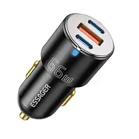 Автомобильное зарядное устройство Essager 66W 2Type-C+USB (PD и QC3.0) Зарядка в машину Швидка зарядка