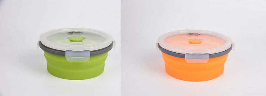 Контейнер TRAMP складаний силіконовий з кришкою-кліпсою (550ml) Помаранчевий, фото 1