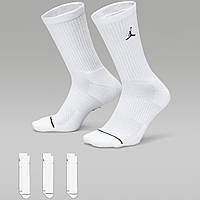 Носки баскетбольные Jordan Everyday Crew Socks для спорта и на каждый день 3 пары белые (DX9632-100)
