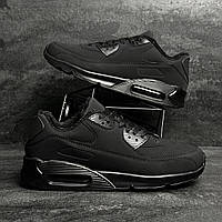 Мужские кроссовки зимние теплые ботинки на меху черные топ качество