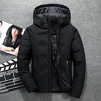Мужская куртка теплая зимняя с капюшоном черная люкс качество