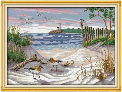 Набір для вишивання за нанесеною на канву схемою "The narrow birds".AIDA 14CT printed , 54*41 см