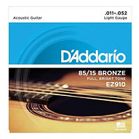 Струни для акустичної гітари Daddario .011-.052 + 3 медіатори в подарунок