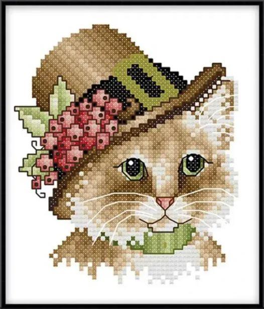 Набір для вишивання за нанесеною на канву схемою "A noble cat 6". AIDA 14CT printed 16*17 см БИСЕР
