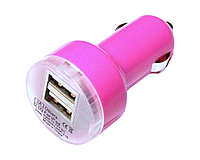 Зарядка автомобільна 2 USB/2.1A/1A:Малиновий