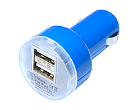 Зарядка автомобільна 2 USB/2.1A/1A:Синій