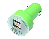 Зарядка автомобільна 2 USB/2.1A/1A:Салатовий