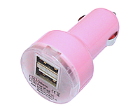 Зарядка автомобільна 2 USB/2.1A/1A:Рожевий