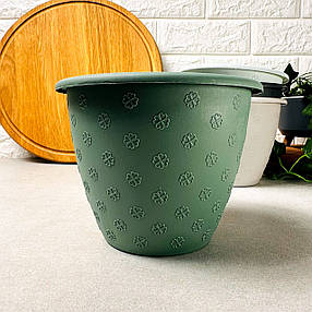 Середній вазон квітковий 18*14см 2л Зелений, Верона Алеана, фото 2