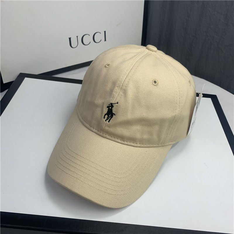 Кепка Бейсболка Чоловіча Жіноча Polo Ralph Lauren з тканинним ремінцем Молочна з чорним лого