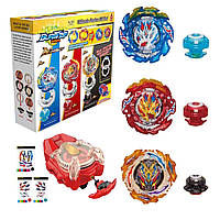 Набір 3 бейблейдів 6 сезону Б203 Алтімет Фюжн Ultimate Fusion B203 з двустороннім нитковим запуском з іскрами