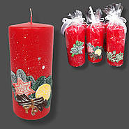 Свічка стовпчик новорічний декоративний 145*65 мм, фото 2