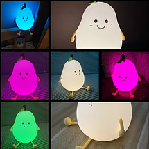 Силіконовий дитячий нічник «Груша» 7 LED кольорів USB нічник-світильник, фото 4