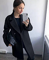 Женская тёплая шубка из эко-меха барашек на флисовой подкладке размеры S-XL Черный, S-M